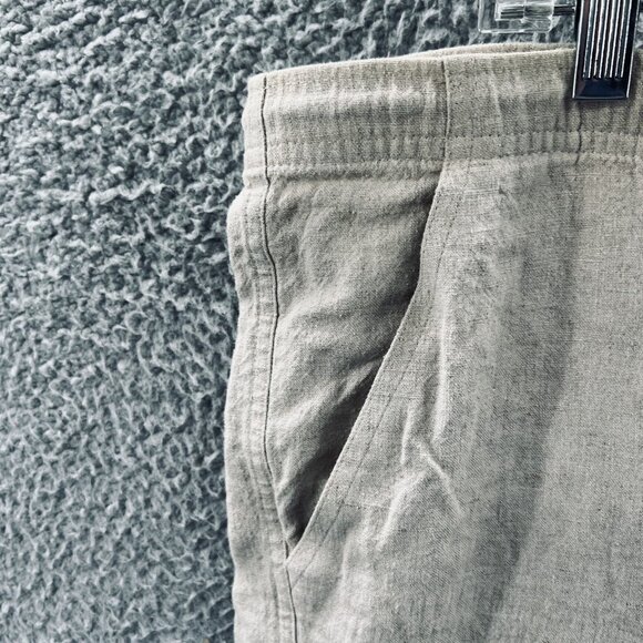 St John Sport Pants Womens Large Beige Linen‎ Blend Drawstring Casual Made USA - Picture 4 of 13